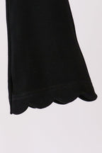 Black scalloped bell pants