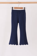 Navy scalloped bell pants
