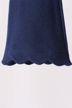 Navy scalloped bell pants