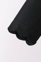 Black scallped zipper active set