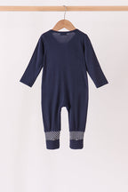 Navy zipper bamboo anti-slip romper