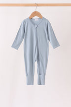 Blue zipper bamboo anti-slip romper