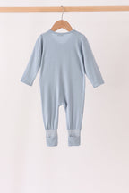 Blue zipper bamboo anti-slip romper