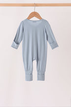 Blue zipper bamboo romper