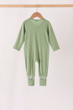 Green zipper bamboo anti-slip romper