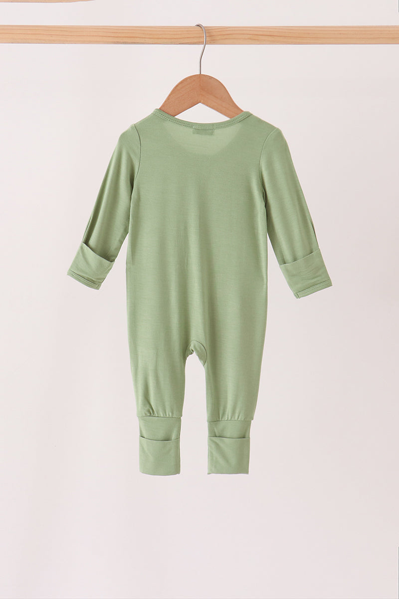 Green zipper bamboo romper