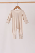 Beige zipper bamboo romper