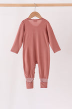 Dusty rose ruffle zipper bamboo anti-slip romper – view 5