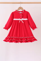 Red bow ruffle dress