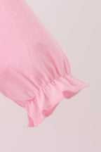 Pink turkey embroidery ruffle romper