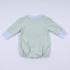 Sage cow hand smocked bubble