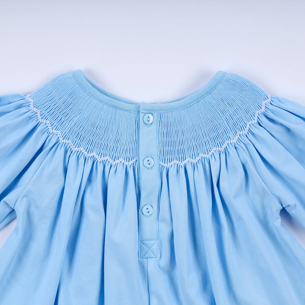 Blue nativity hand smocked bloomer set