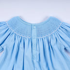 Blue nativity hand smocked bloomer set