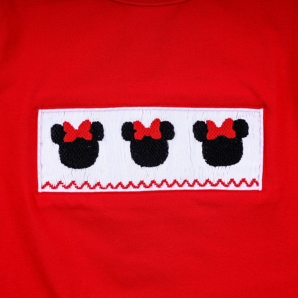 Red character hand smocked dress