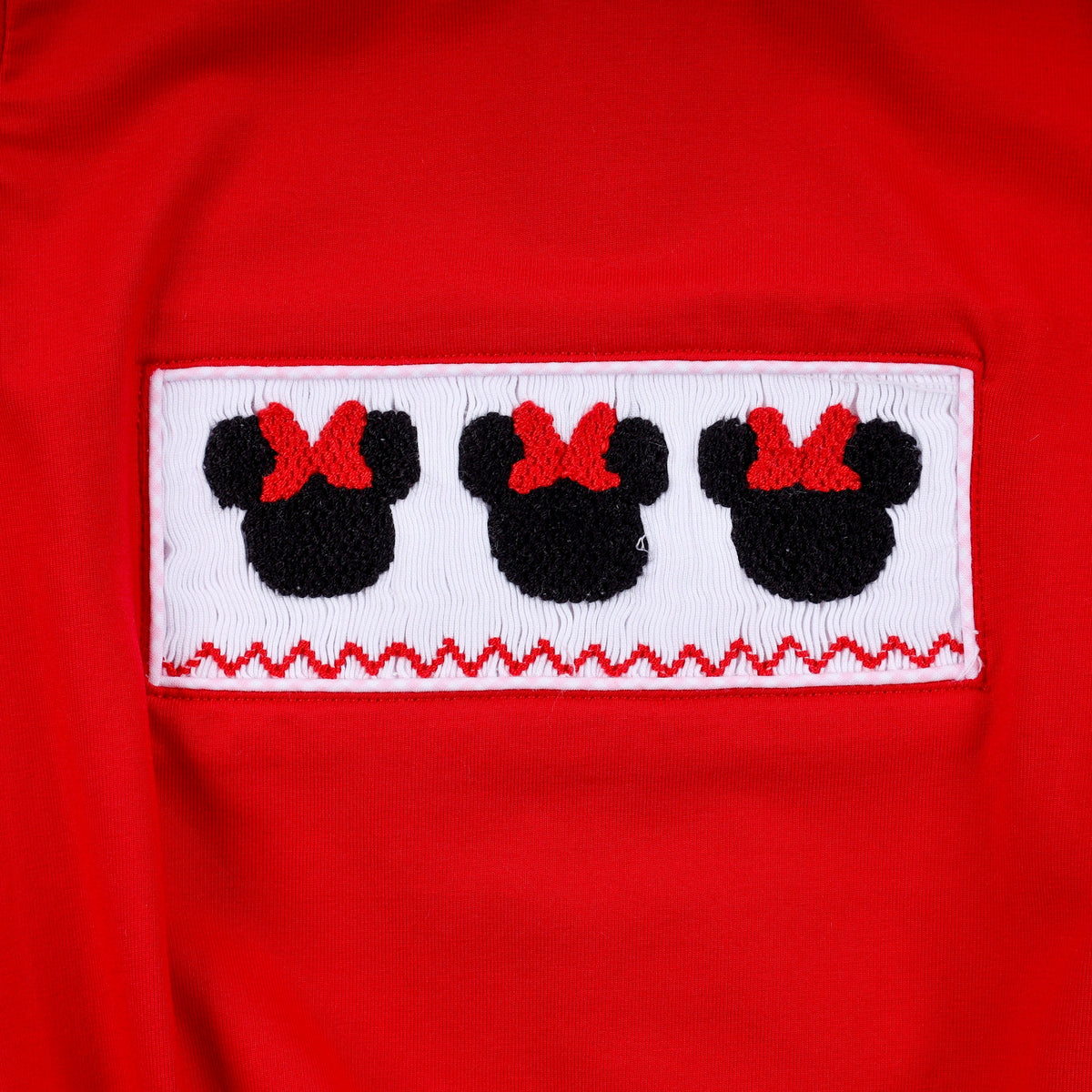 Red character hand smocked bubble