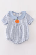 Blue woven check pumpkin embroidery boy bubble