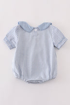 Blue woven check pumpkin embroidery boy bubble