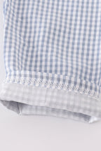 Blue woven check pumpkin embroidery boy set