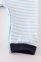 Navy plaid nativity embroidery boy romper