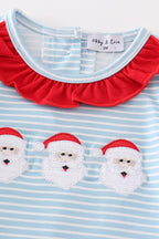 Blue stripe santa claus embroider girl bubble