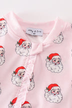 Pink santa print Zipper girl romper