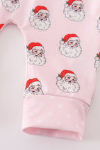 Pink santa print Zipper girl romper