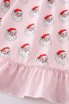 Pink santa print girl dress