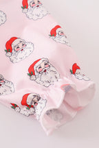 Pink santa print girl dress