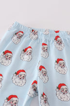Blue santa print boy pajamas