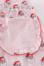 Pink santa print mom pajama pants