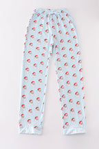Blue santa print dad pajama pants