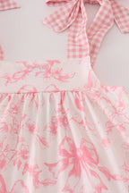 Pink bow print ruffle mom&me dress