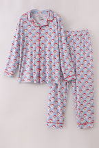 Blue santa claus bamboo dad pajamas set