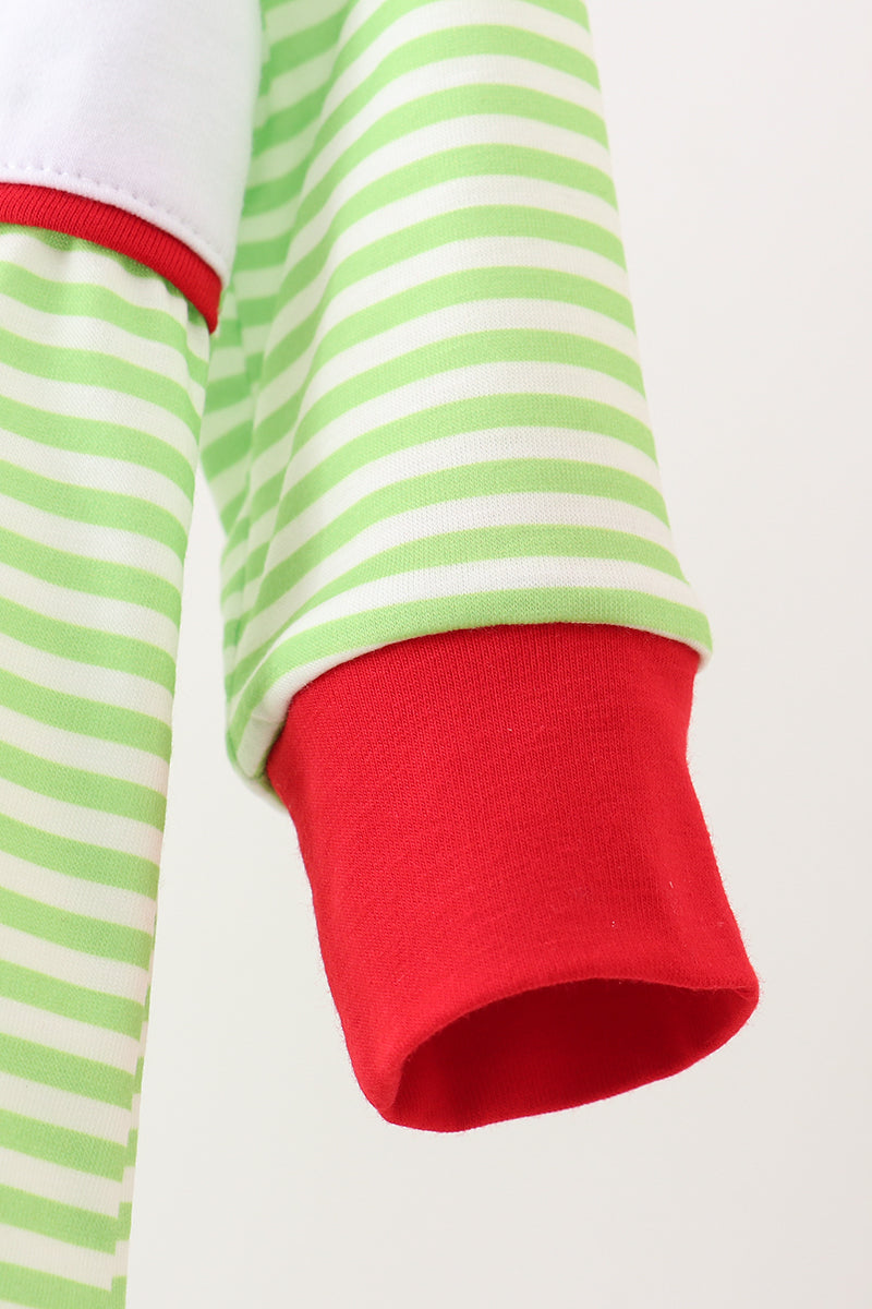 Green christmas grinch embroidery boy romper