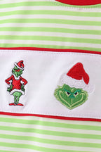 Green christmas grinch embroidery boy top