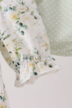 Sage floral smocked ruffle bloomer set