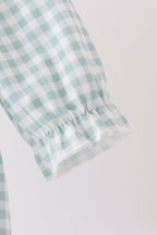 Sage Turkey Embroidery Ruffle Gingham Bubble