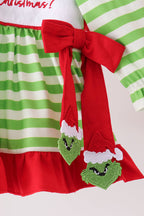 Green Stripe Grinch Applique Bloomer Set