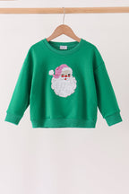Green Santa Sequin Mom&me Top