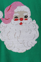 Green Santa Sequin Mom&me Top