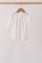 White Santa Baby French Knot Ruffle Bubble