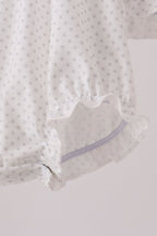 White Candy Cane Smocked polka dot Bubble
