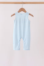 Blue Candy Cane Embroidery Gingham JonJon