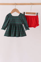 Forest Plaid Smocked Bloomer Set