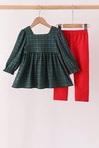 Forest Plaid Smocked Pants Set