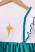 Forest Nativity Embroidery Ruffle Dress