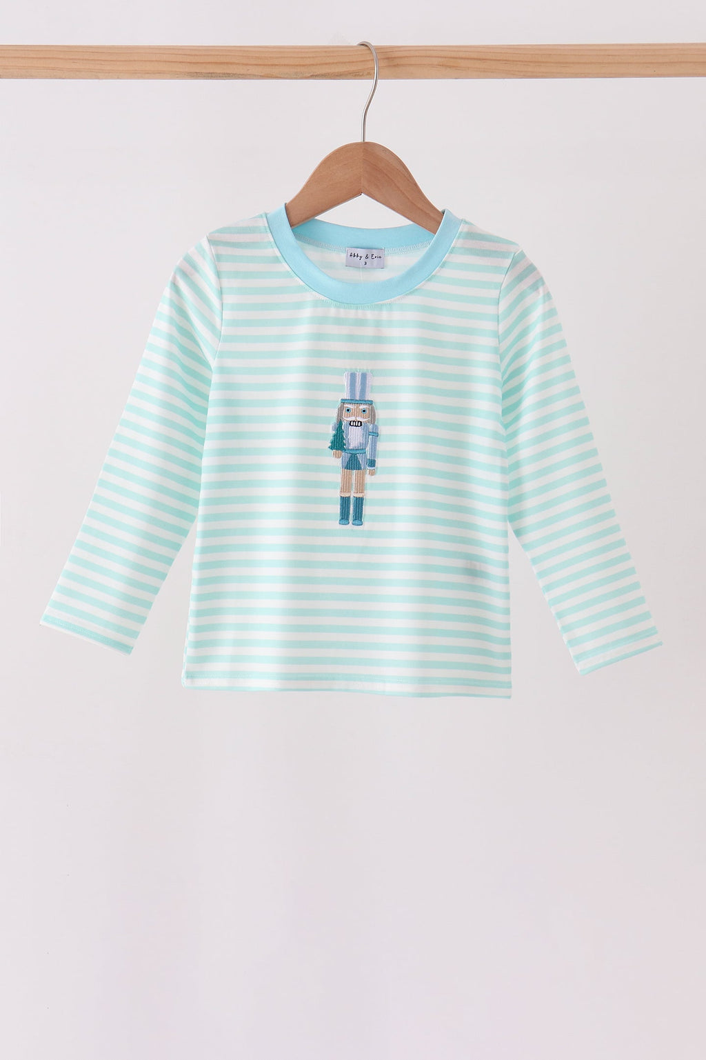 Mint Nutcracker Embroidery Stripe Top