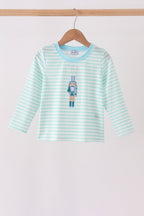 Mint Nutcracker Embroidery Stripe Top