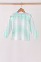 Mint Nutcracker Embroidery Stripe Top