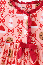 Pink Candy Cane Bow Ruffle Bamboo Dress